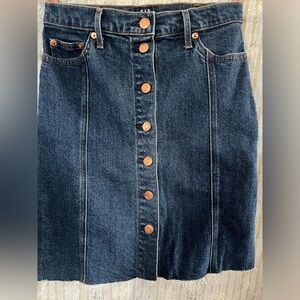 Jean skirt. Buttons in front make it extra adorable.